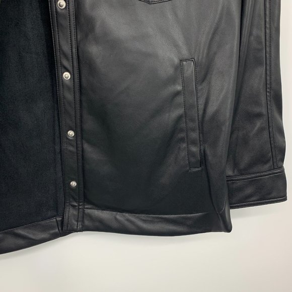 BlankNYC Good Call Shacket Black Vegan Faux Leather Button Snap - Picture 8 of 12